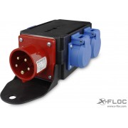 Netz-Adapter Verteiler 400V CEE-3x 230V Schuko (Würfel)