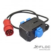 Mains adapter distributor 400V-CEE-1x 400V-CEE, 3x 230V-Schuko (with connection cable)